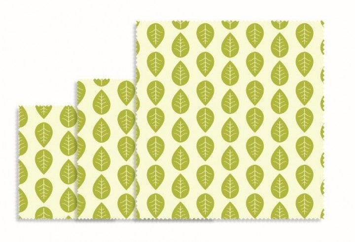 Von - Plantwax Wraps, Green Leaves - Vegan, Set of 3